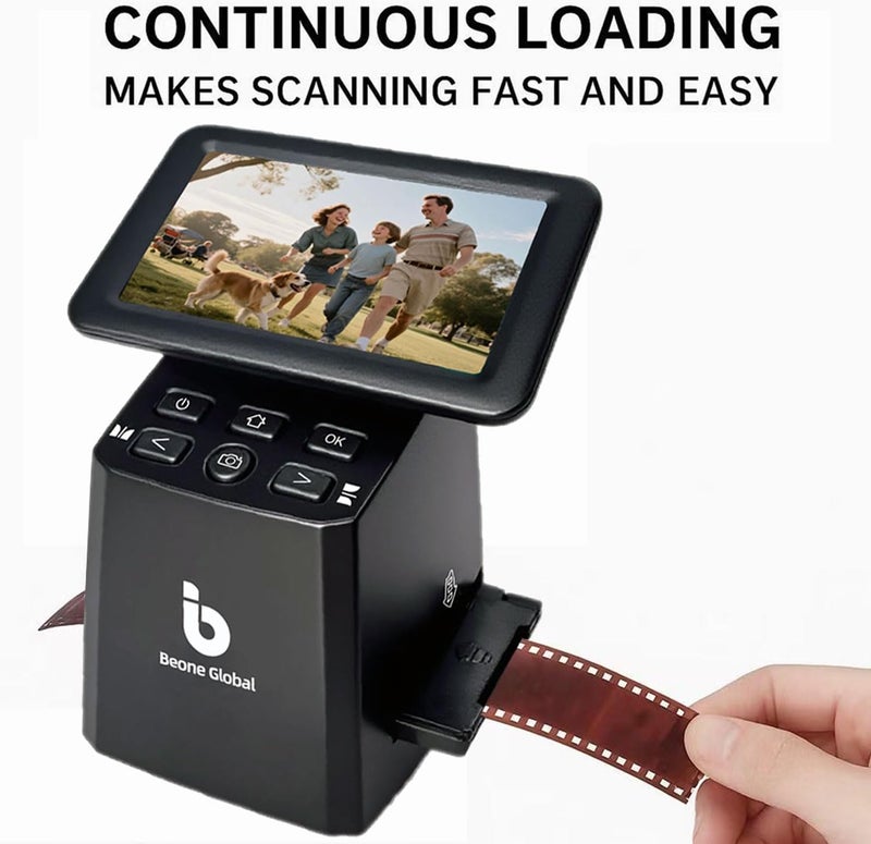 BEONE GLOBAL ماسح الأفلام BEONEGLOBAL ClearScan S5 عالي الدقة مع شاشة LCD بحجم 5 بوصات – تحويل الأفلام السلبية 135 و 126 و 110 Super8 إلى صور رقمية JPEG بدقة 24 ميجابكسل بسرعة - Image 3